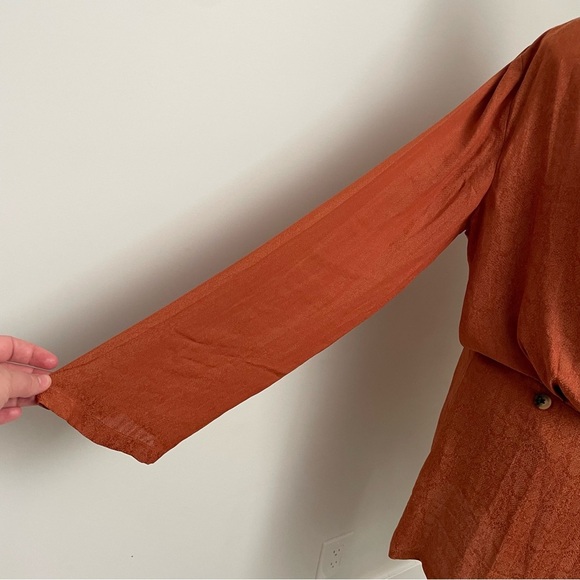 Free People Simone Blazer Wrap Mini Dress Burnt Orange Size Medium - Picture 6 of 10